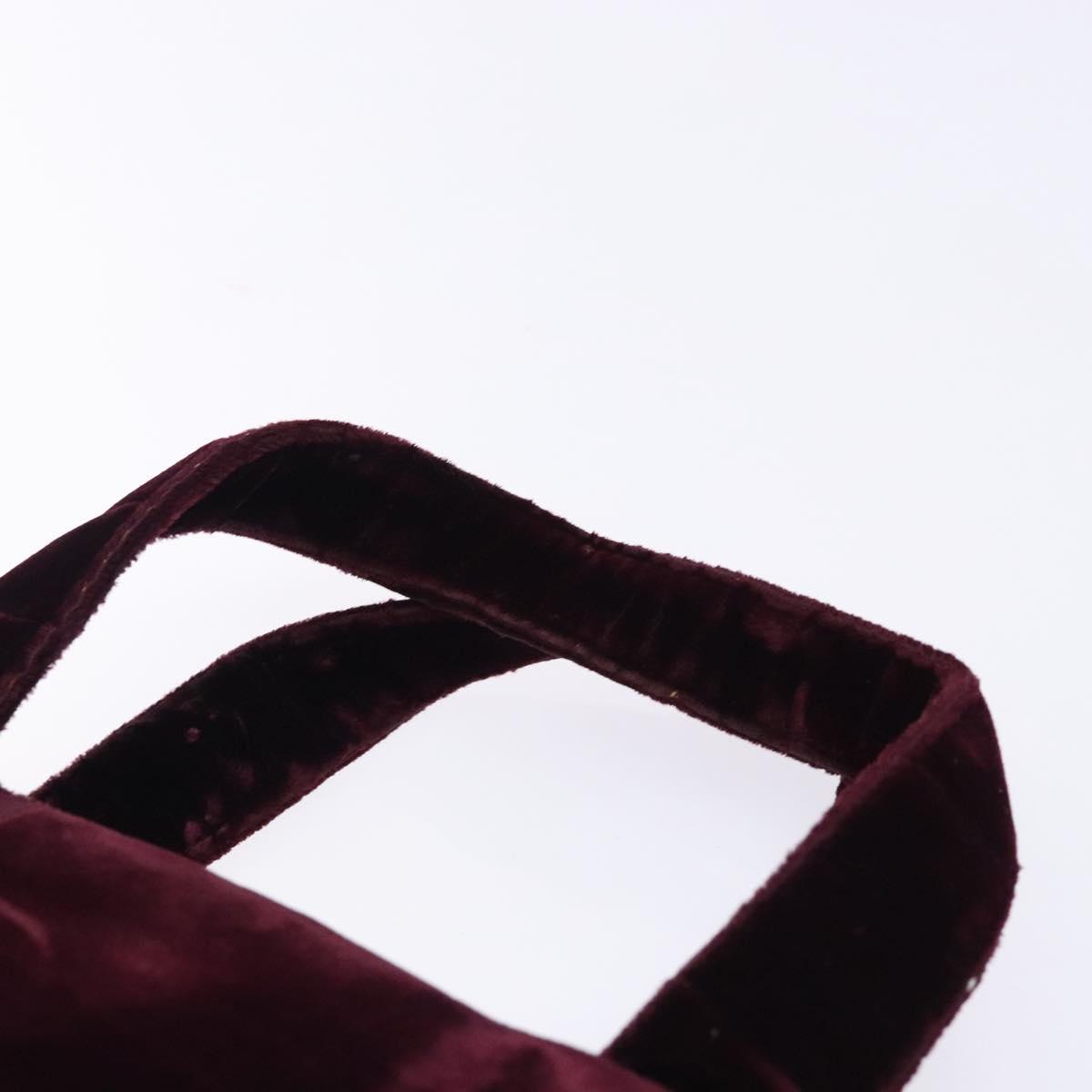 PRADA Hand Bag Velor Bordeaux Silver