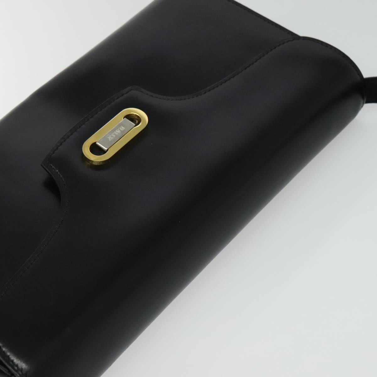 BALLY Shoulder Bag Leather Black Gold
