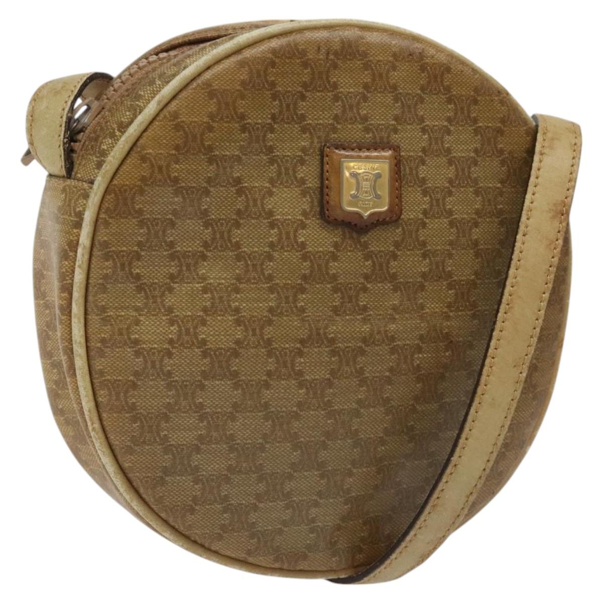 CELINE Macadam Canvas Shoulder Bag Brown