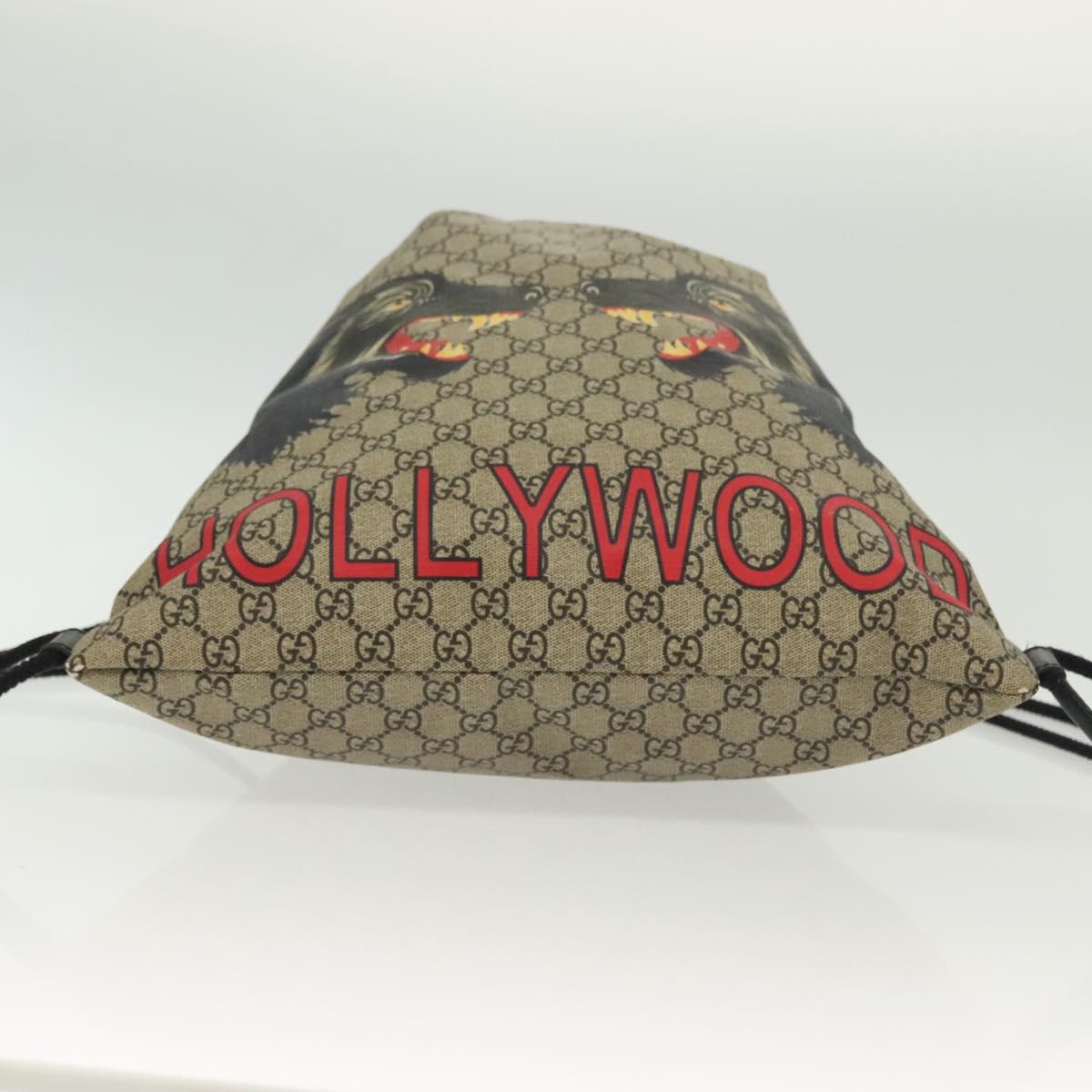 GUCCI GG Supreme Drawstring Backpack PVC Beige 473872