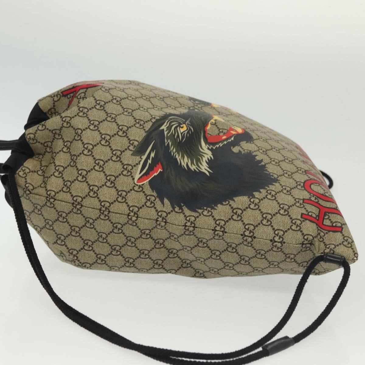 GUCCI GG Supreme Drawstring Backpack PVC Beige 473872