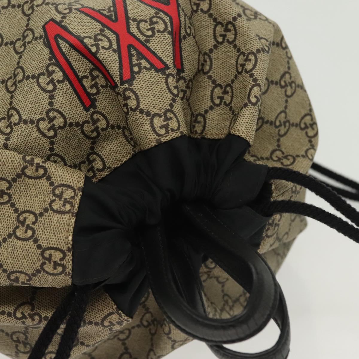 GUCCI GG Supreme Drawstring Backpack PVC Beige 473872