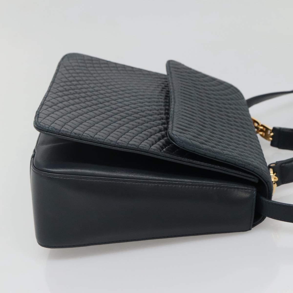 BALLY Hand Bag Leather 2way Navy Gold