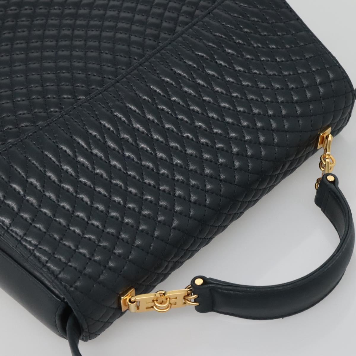 BALLY Hand Bag Leather 2way Navy Gold