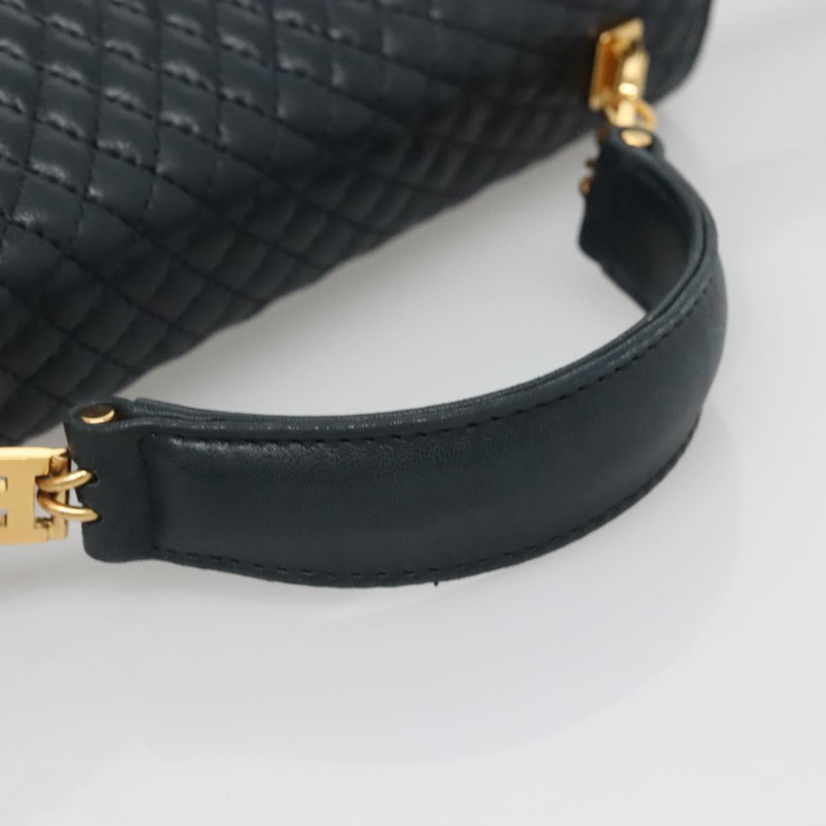 BALLY Hand Bag Leather 2way Navy Gold