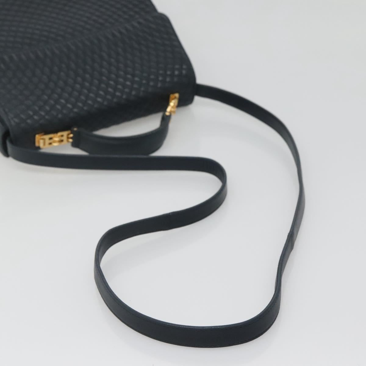 BALLY Hand Bag Leather 2way Navy Gold