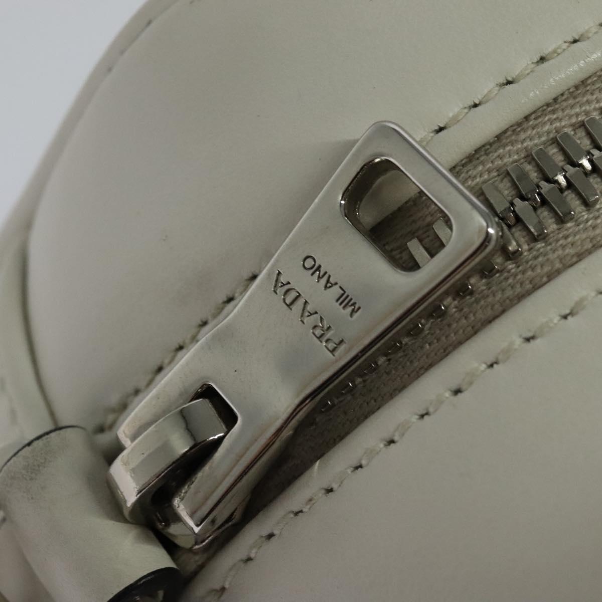 PRADA Shoulder Bag Leather White Silver