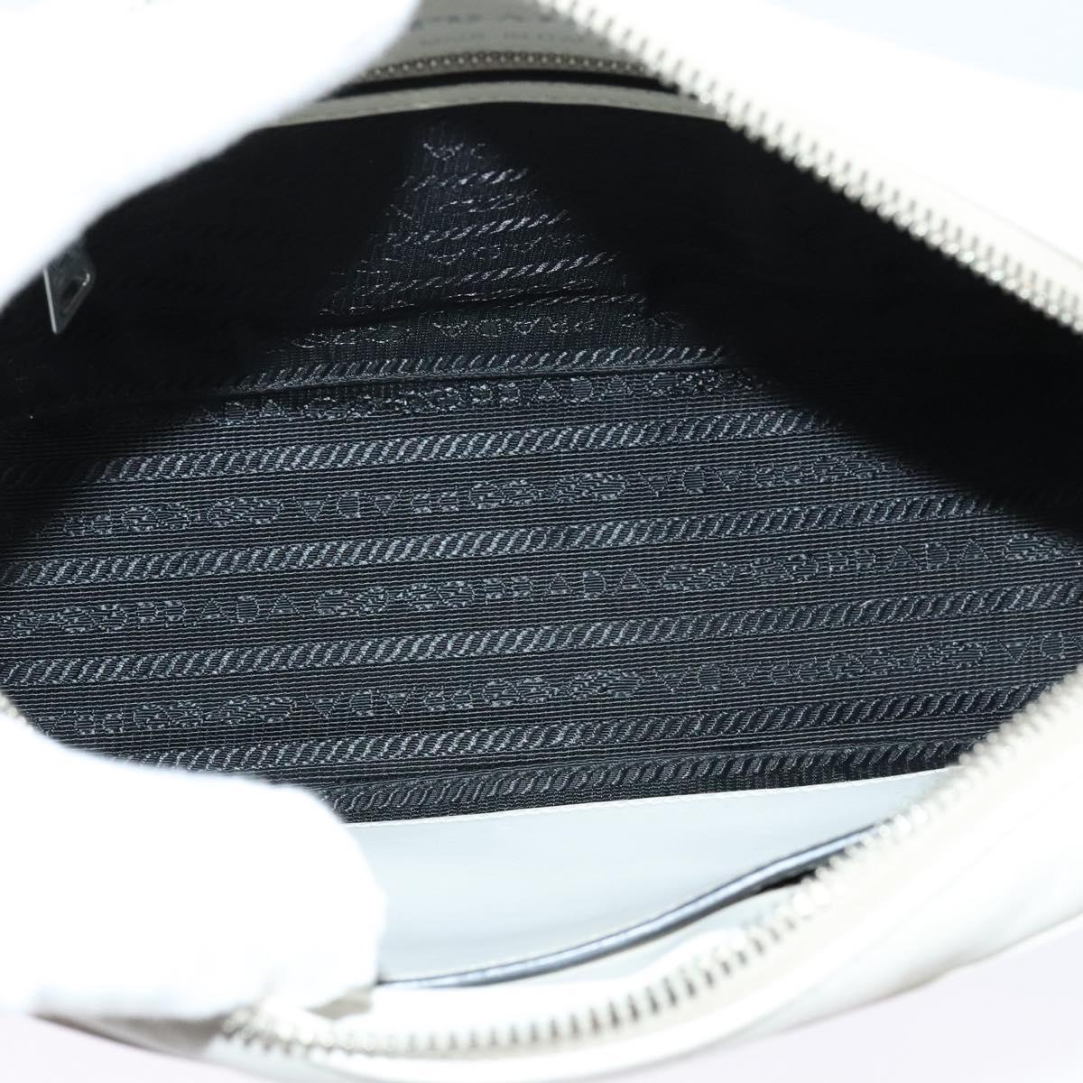PRADA Shoulder Bag Leather White Silver