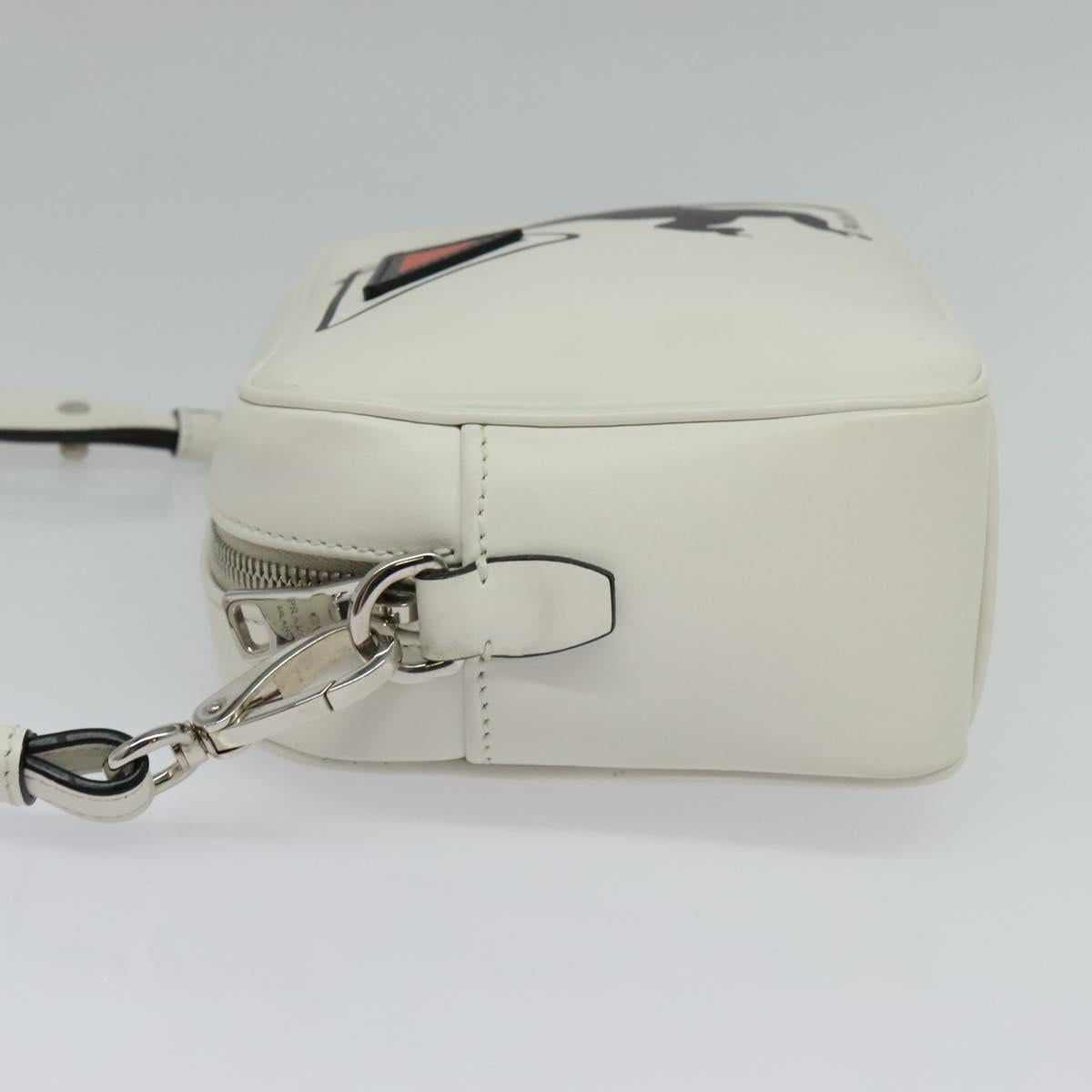 PRADA Shoulder Bag Leather White Silver