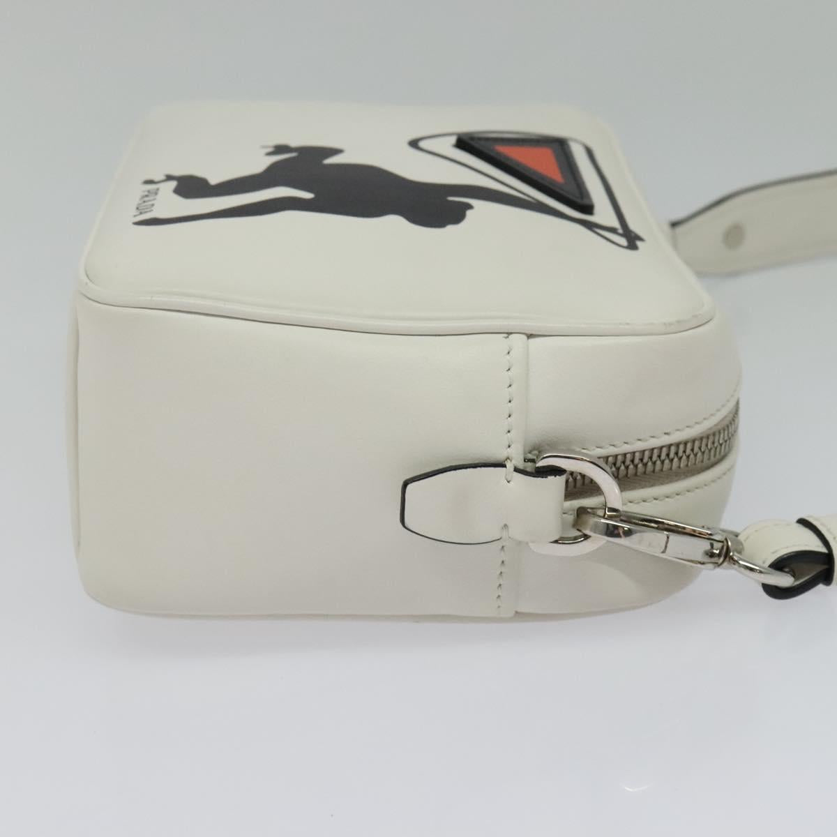 PRADA Shoulder Bag Leather White Silver