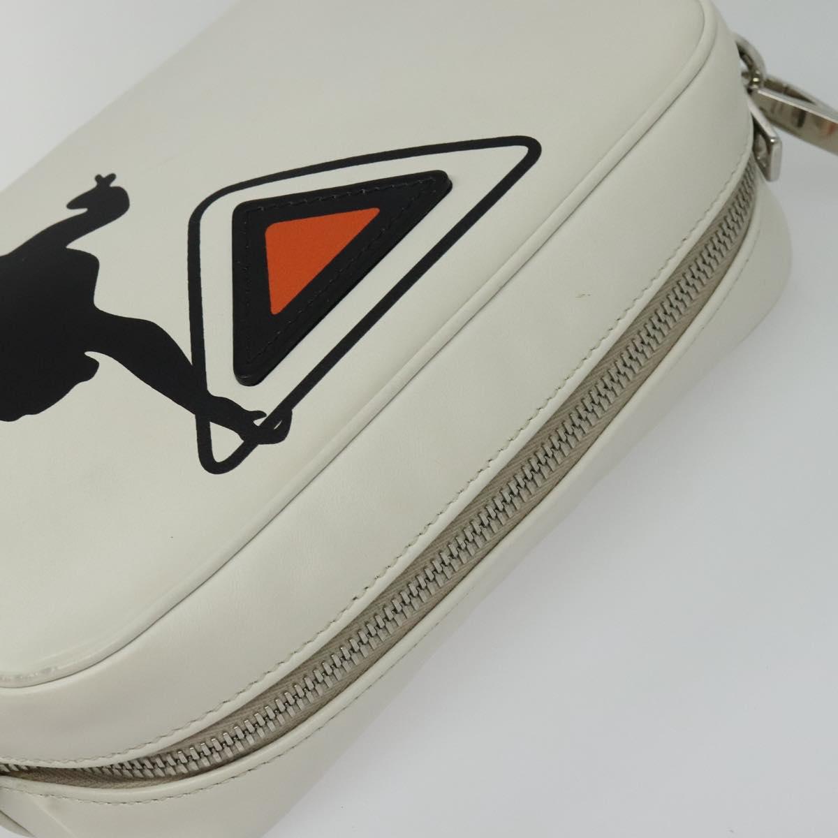 PRADA Shoulder Bag Leather White Silver