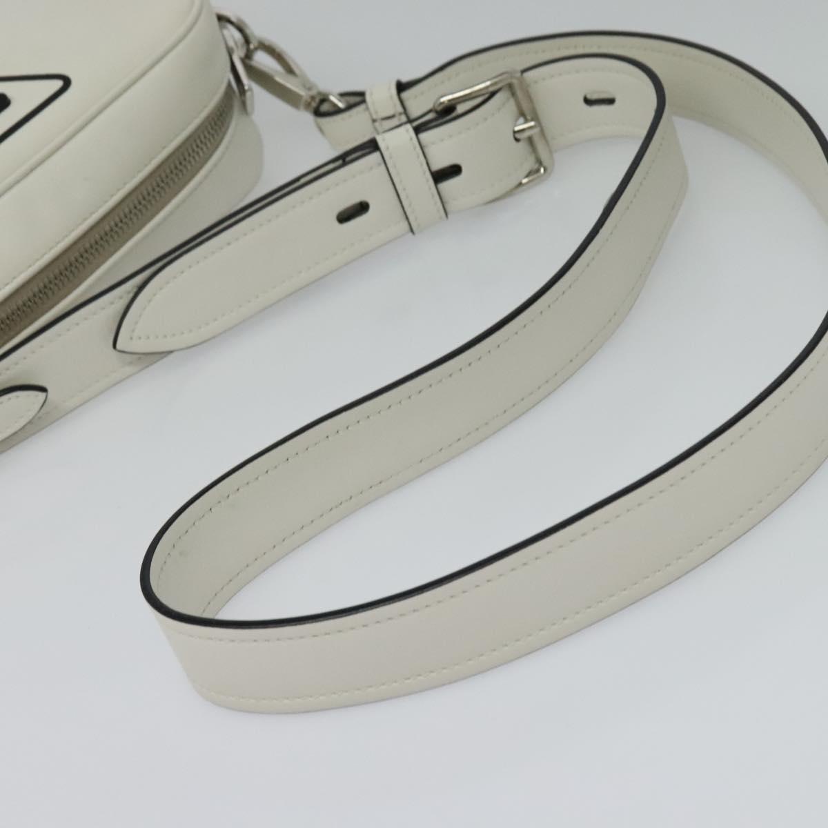 PRADA Shoulder Bag Leather White Silver