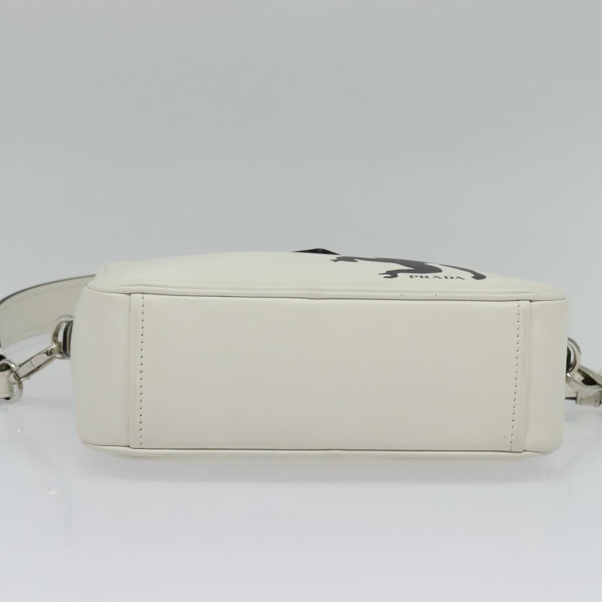 PRADA Shoulder Bag Leather White Silver