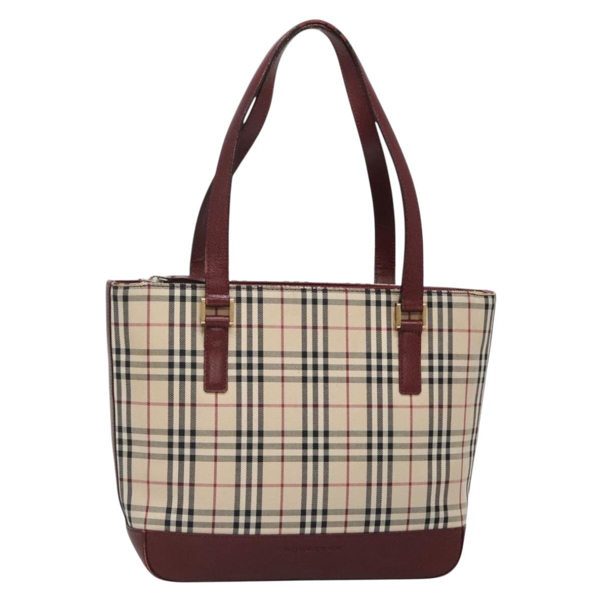 BURBERRY Nova Check Tote Bag Canvas Beige Gold