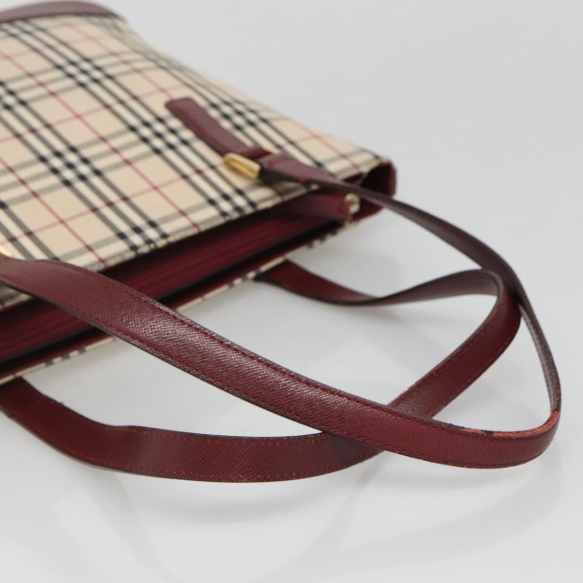 BURBERRY Nova Check Tote Bag Canvas Beige Gold