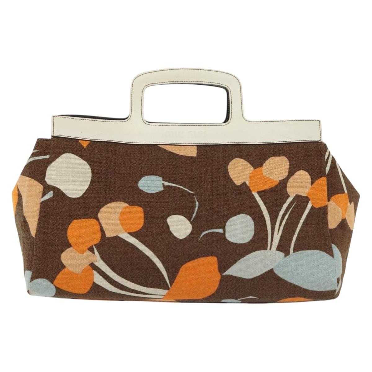 Miu Miu Hand Bag Canvas Brown