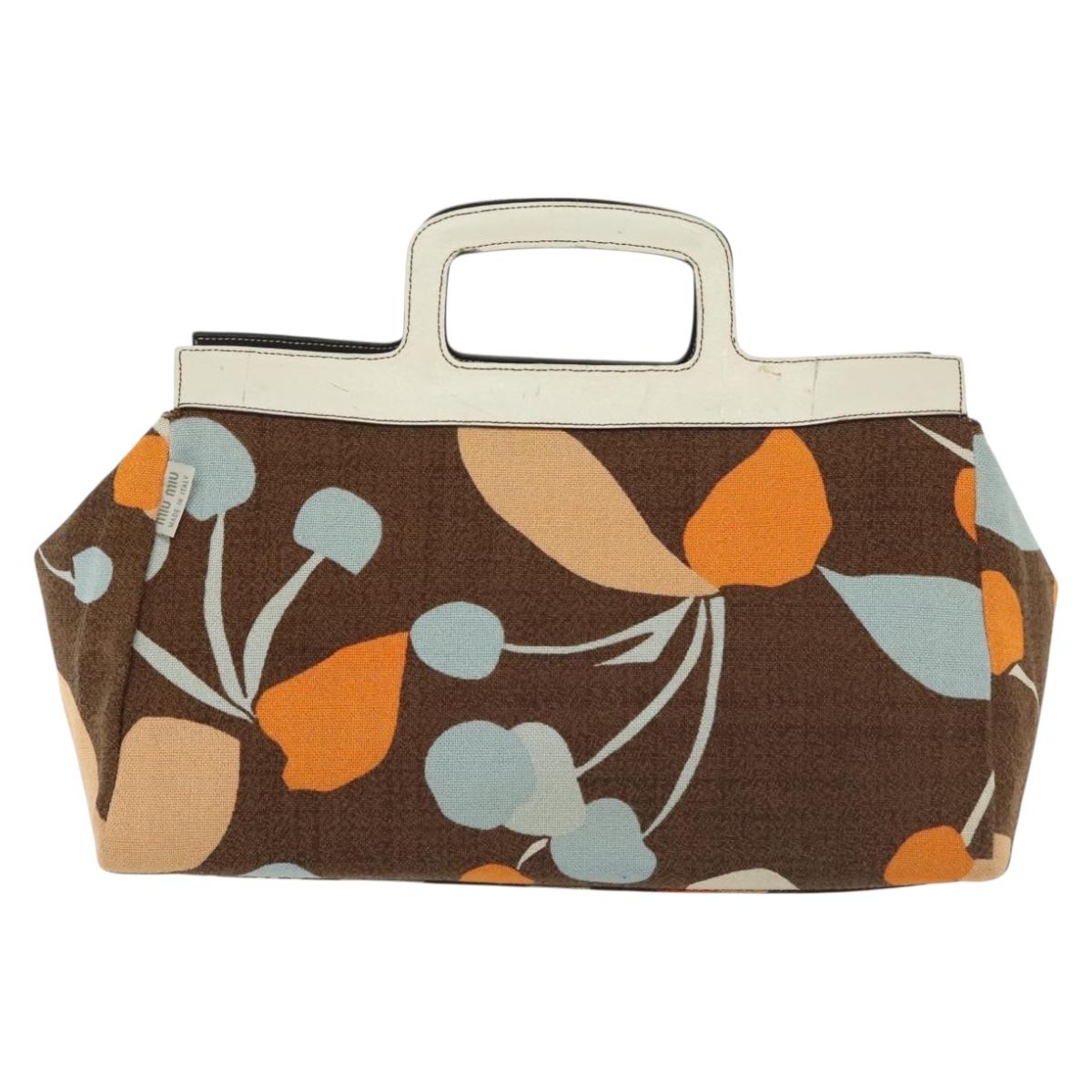 Miu Miu Hand Bag Canvas Brown