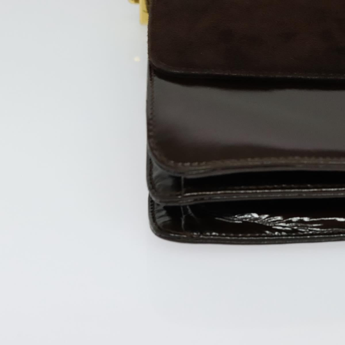 BALLY Shoulder Bag Suede Dark Brown Gold