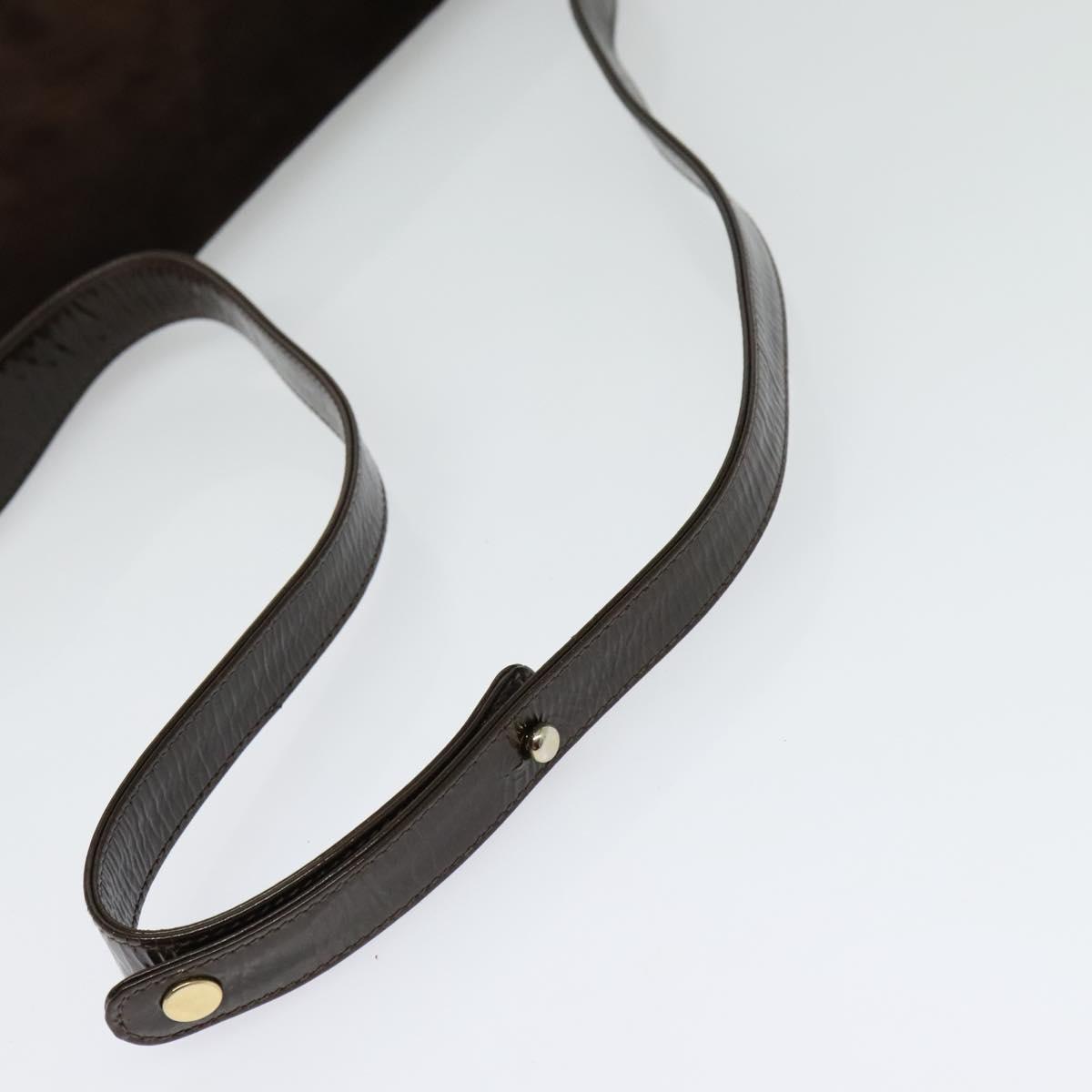 BALLY Shoulder Bag Suede Dark Brown Gold