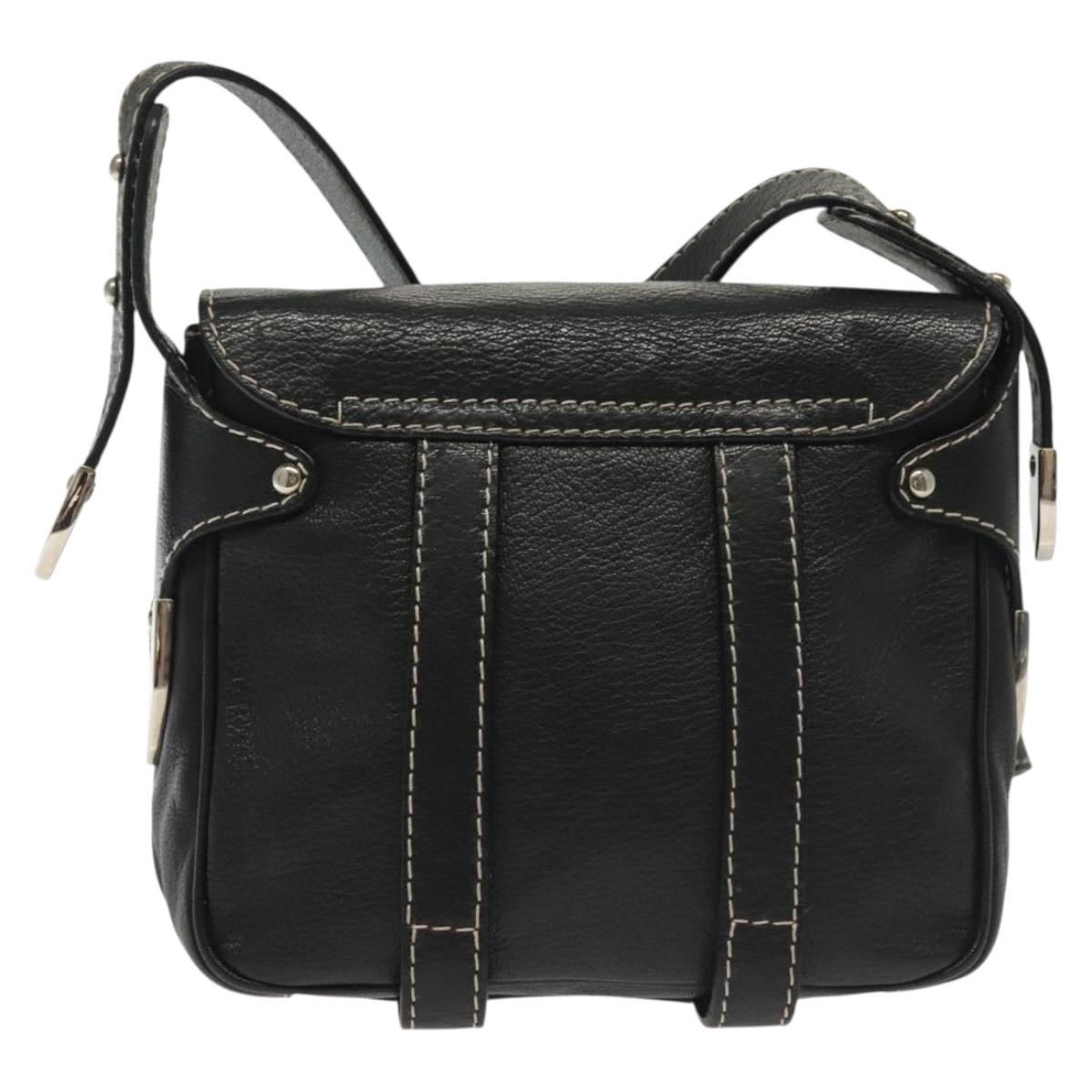 BALLY Shoulder Bag Leather Black Silver