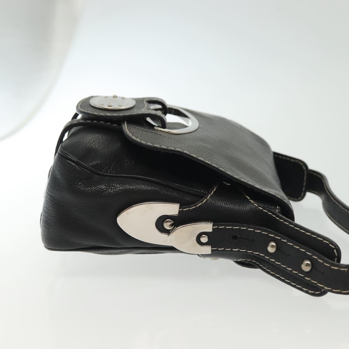 BALLY Shoulder Bag Leather Black Silver