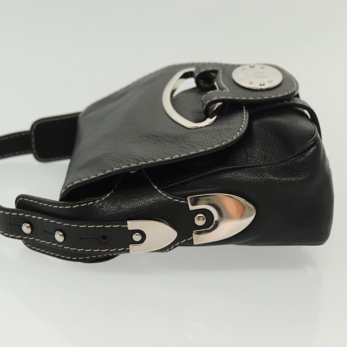 BALLY Shoulder Bag Leather Black Silver