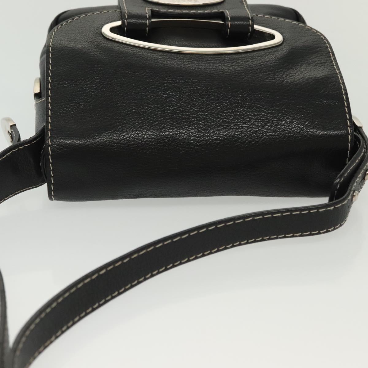 BALLY Shoulder Bag Leather Black Silver