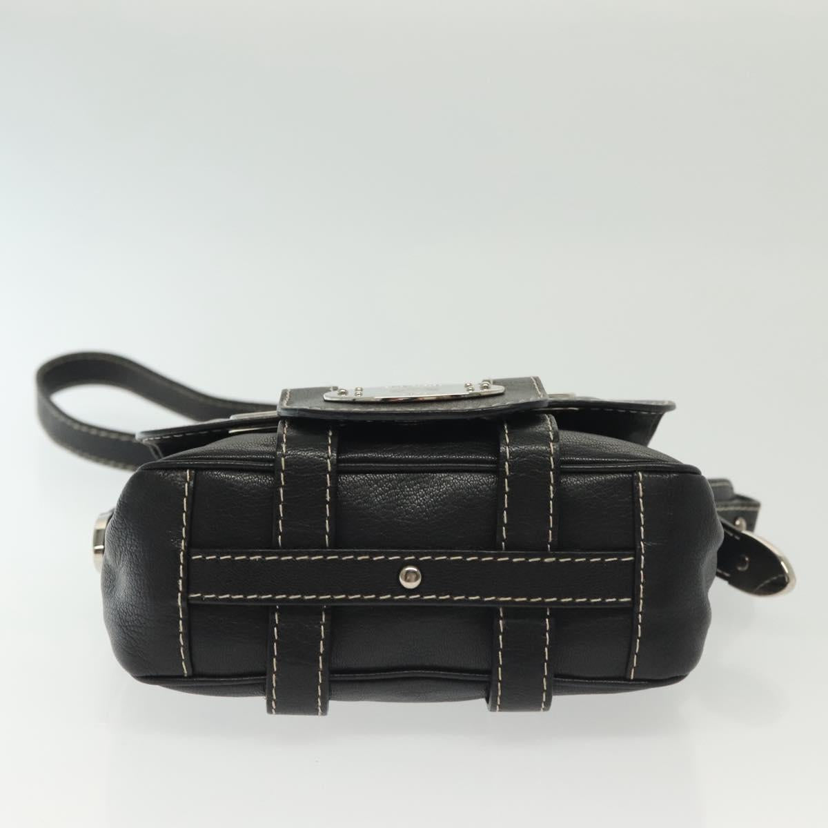 BALLY Shoulder Bag Leather Black Silver