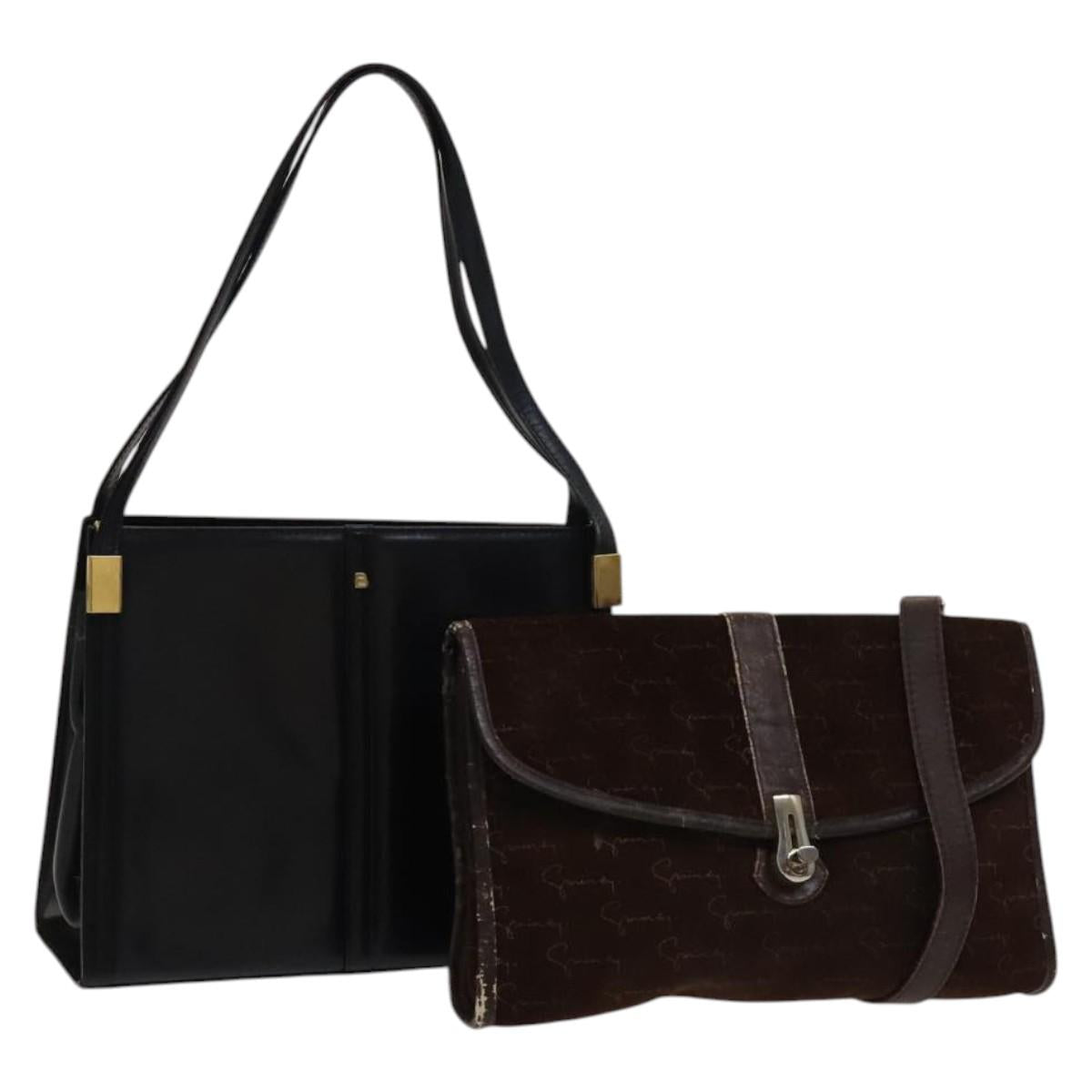 GIVENCHY BALLY Shoulder Bag Suede Leather 2Set Brown Navy