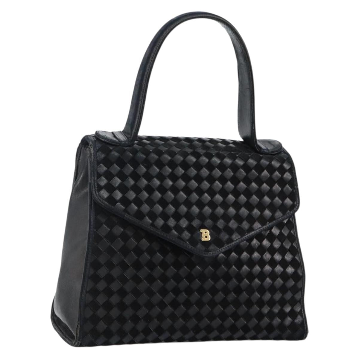 BALLY Hand Bag Leather Black Gold
