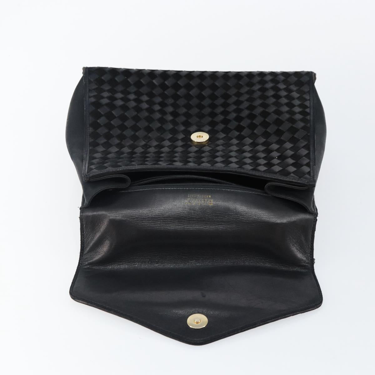 BALLY Hand Bag Leather Black Gold