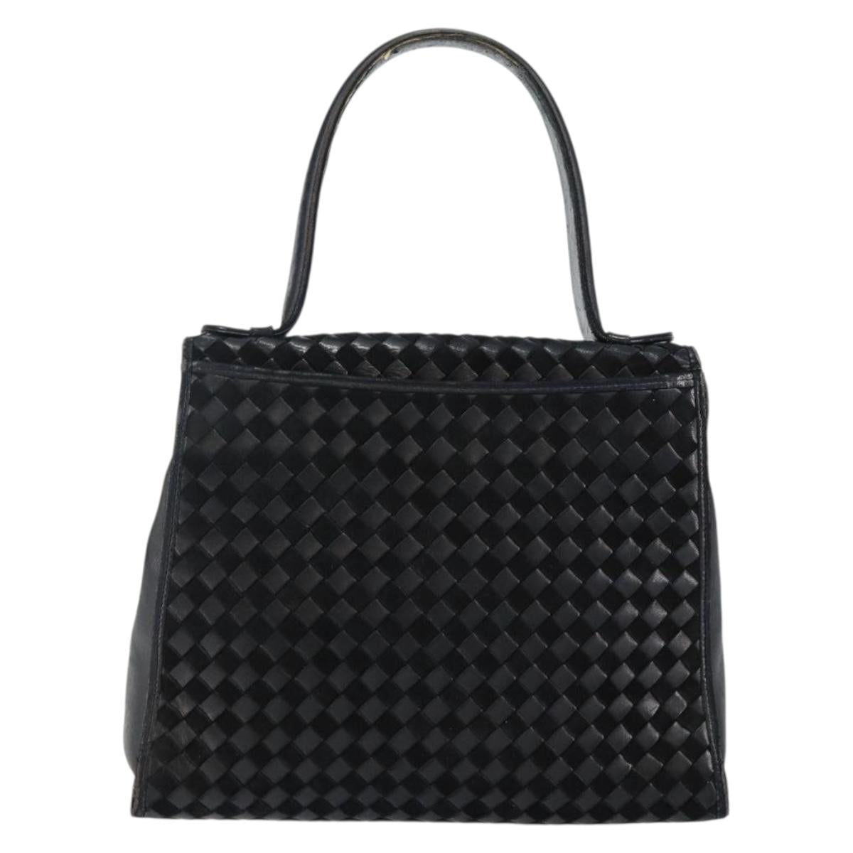 BALLY Hand Bag Leather Black Gold