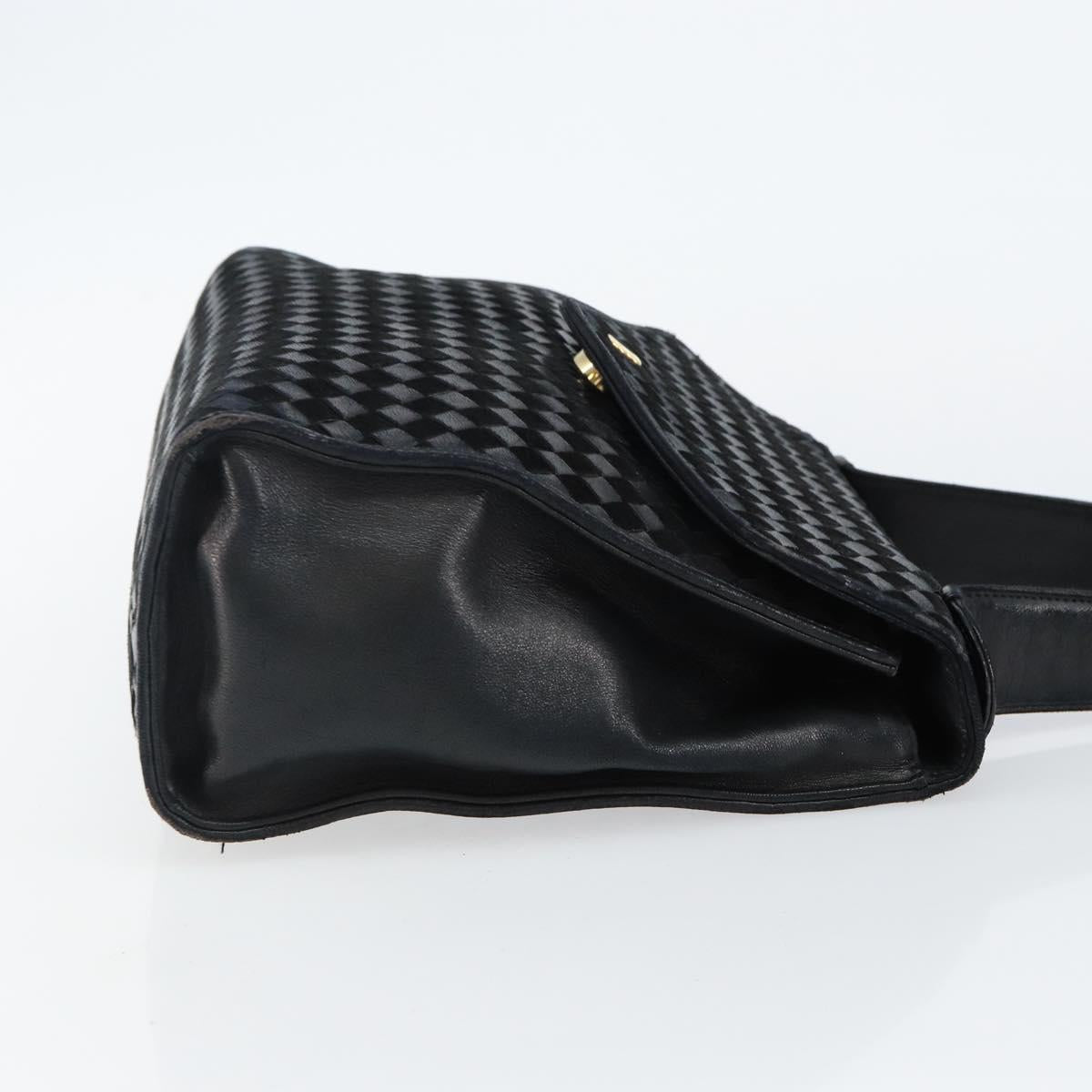 BALLY Hand Bag Leather Black Gold