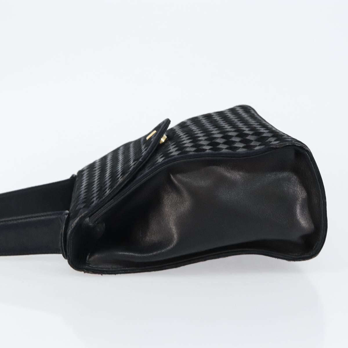BALLY Hand Bag Leather Black Gold