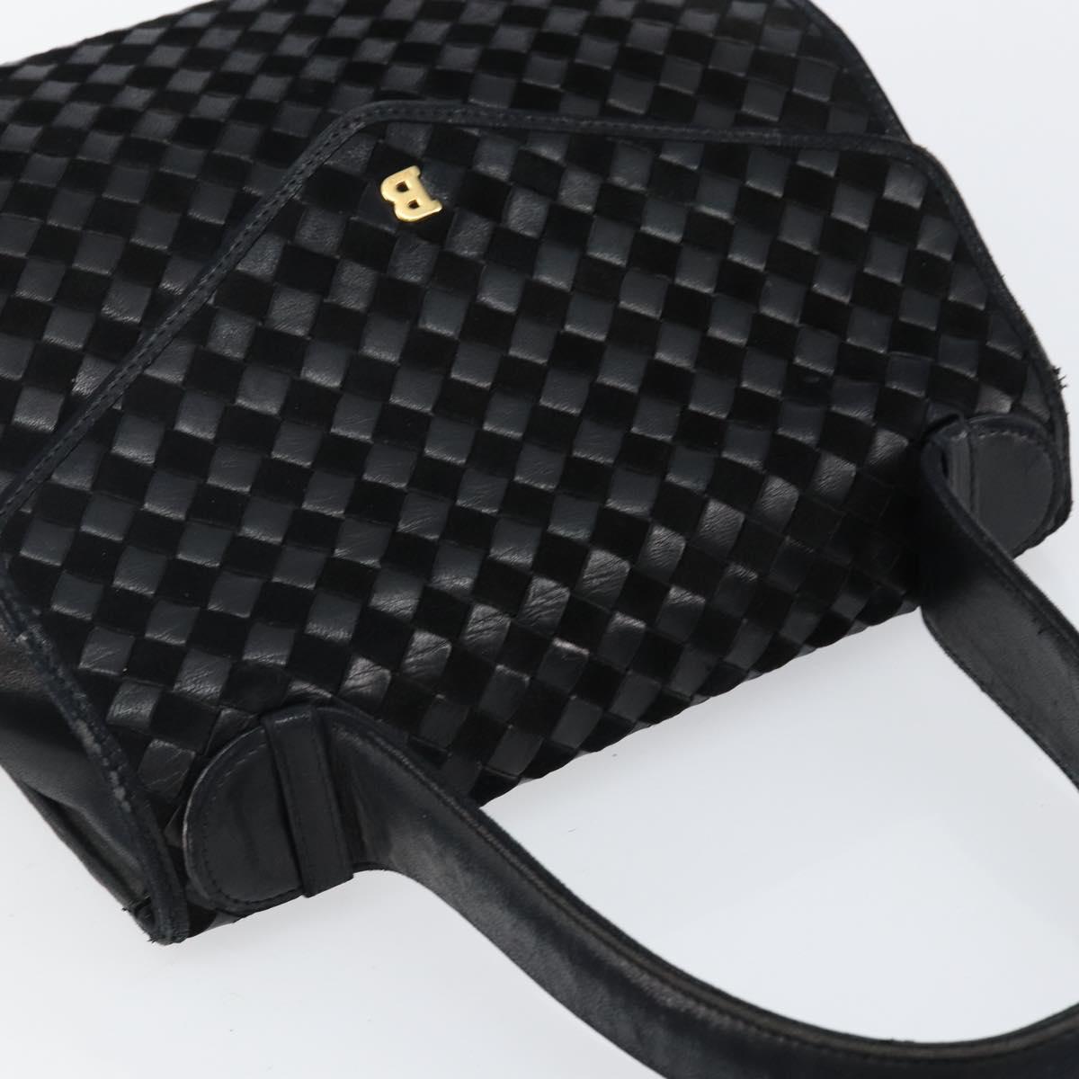 BALLY Hand Bag Leather Black Gold
