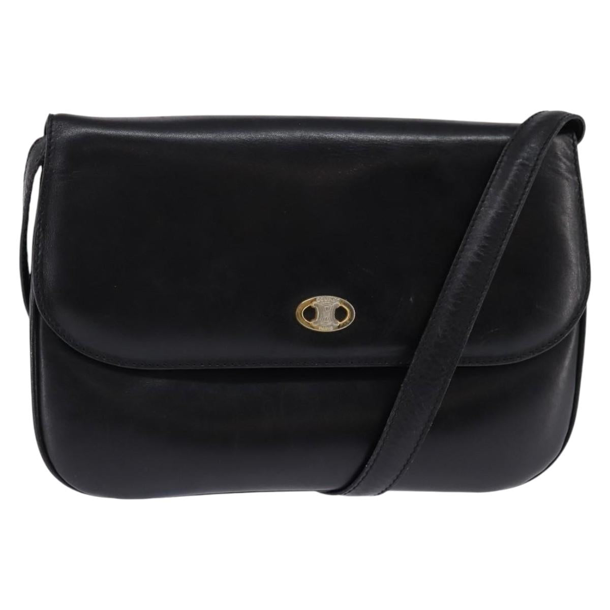 CELINE Shoulder Bag Leather Black Gold