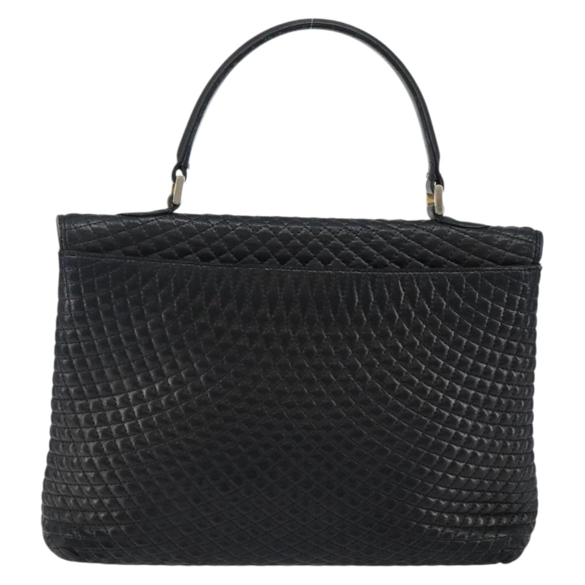 BALLY Hand Bag Leather Black Gold