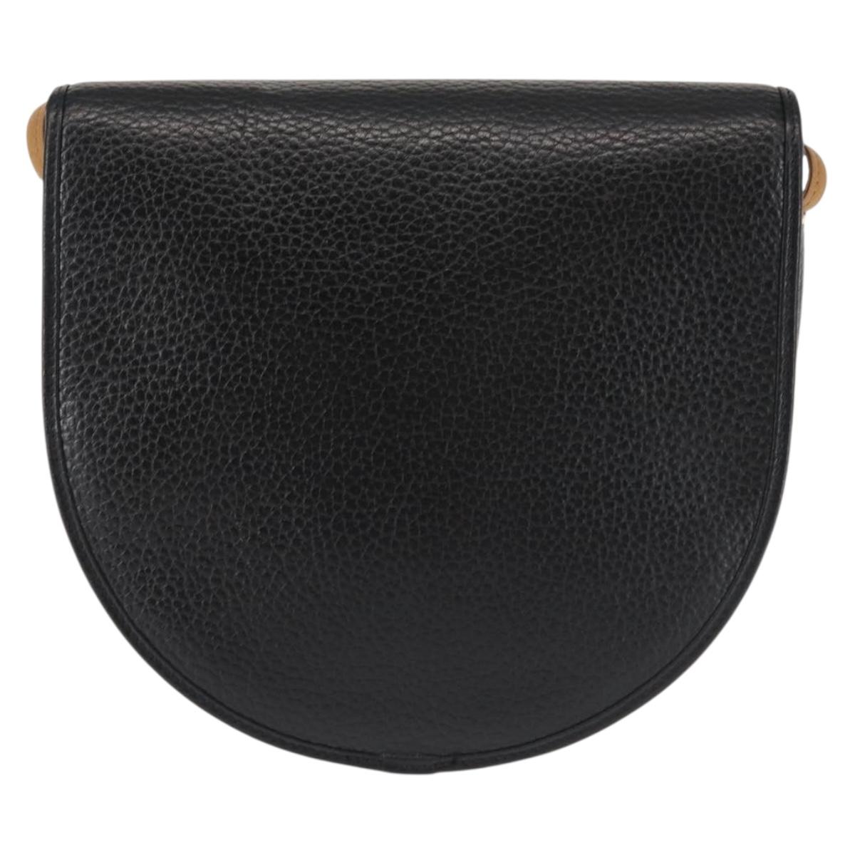 Christian Dior Shoulder Bag Leather Black Gold