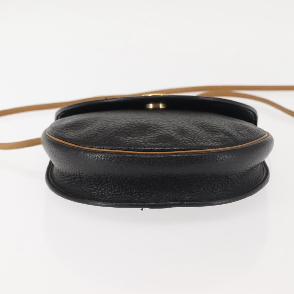 Christian Dior Shoulder Bag Leather Black Gold