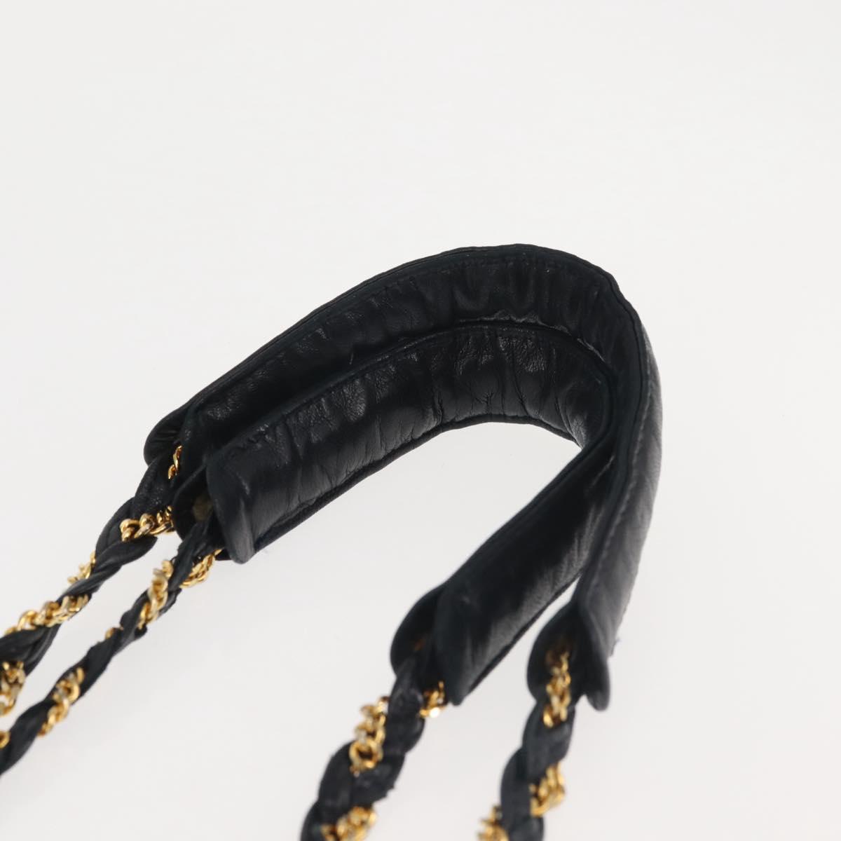 BALLY Chain Shoulder Bag Leather Navy Gold