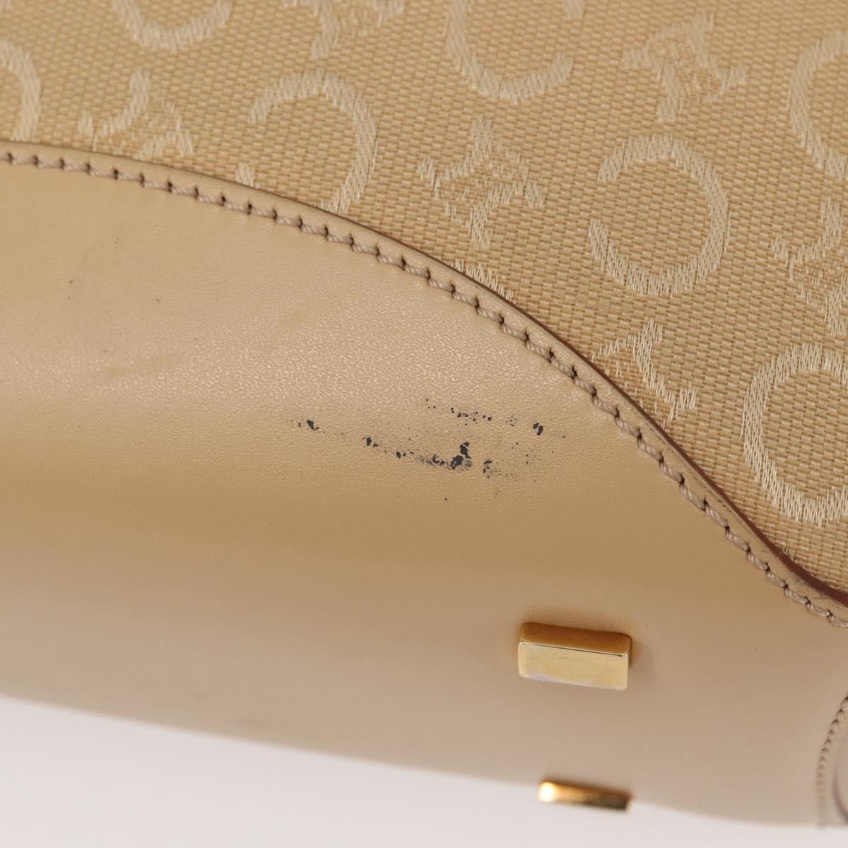 CELINE C Macadam Canvas Shoulder Bag Beige Gold