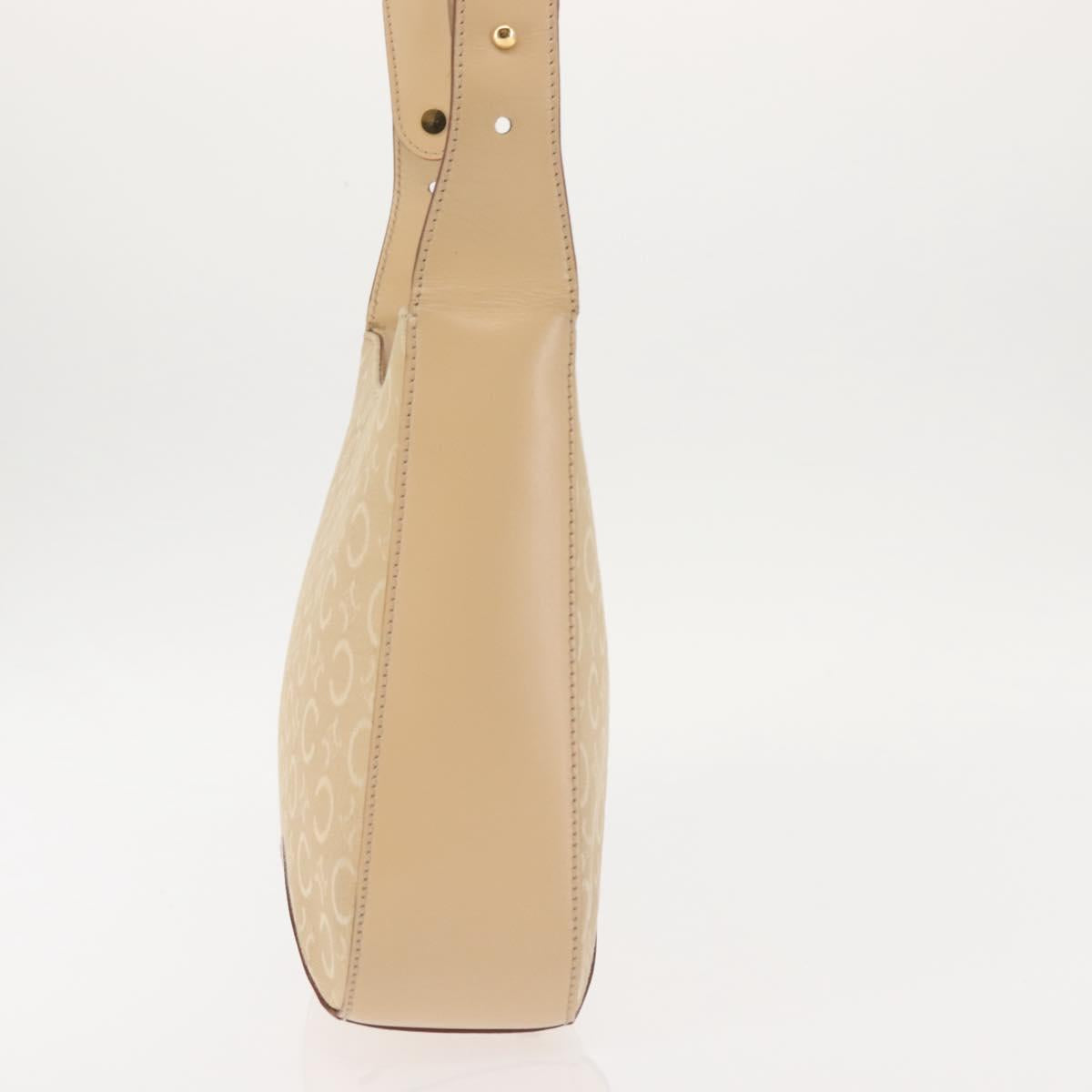 CELINE C Macadam Canvas Shoulder Bag Beige Gold