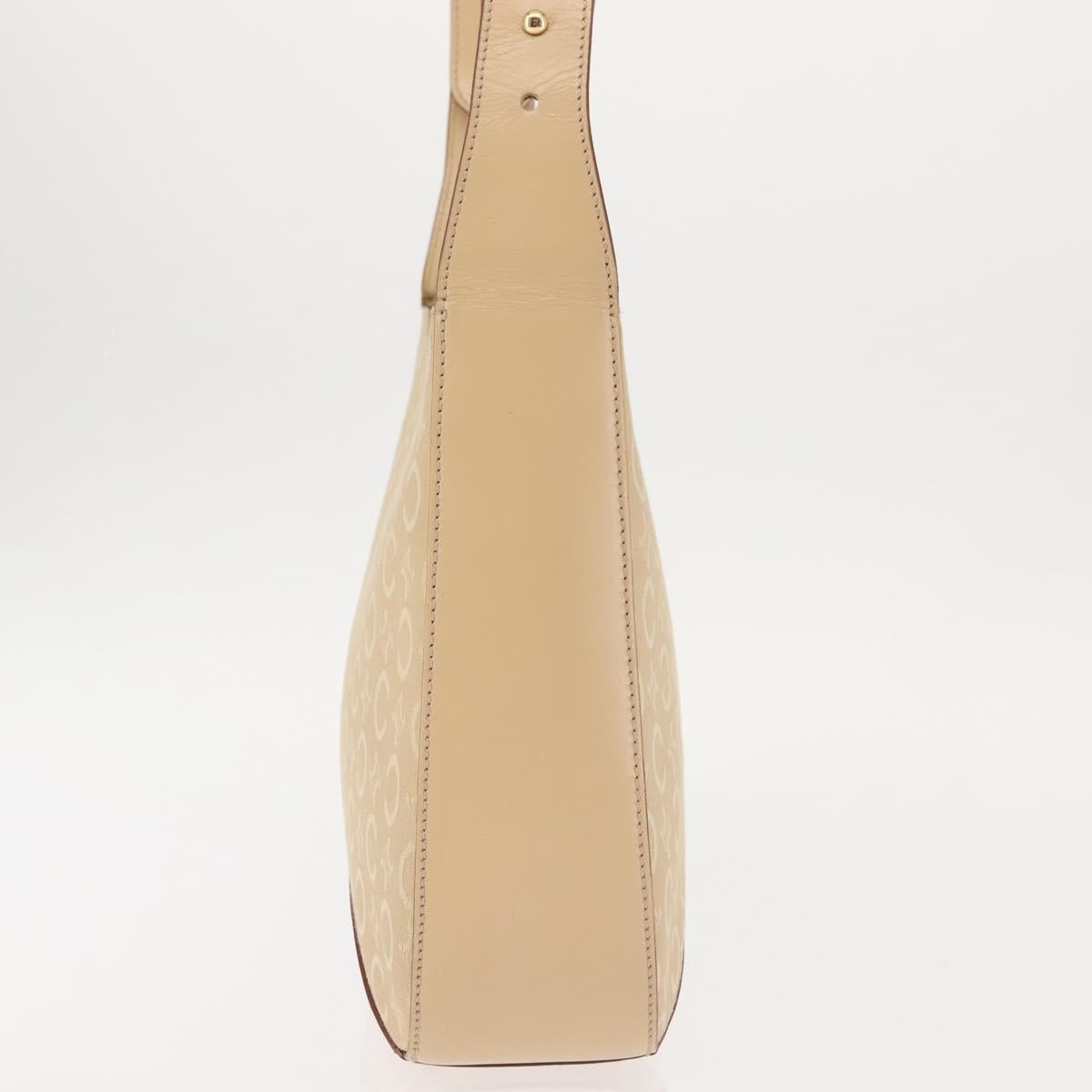 CELINE C Macadam Canvas Shoulder Bag Beige Gold