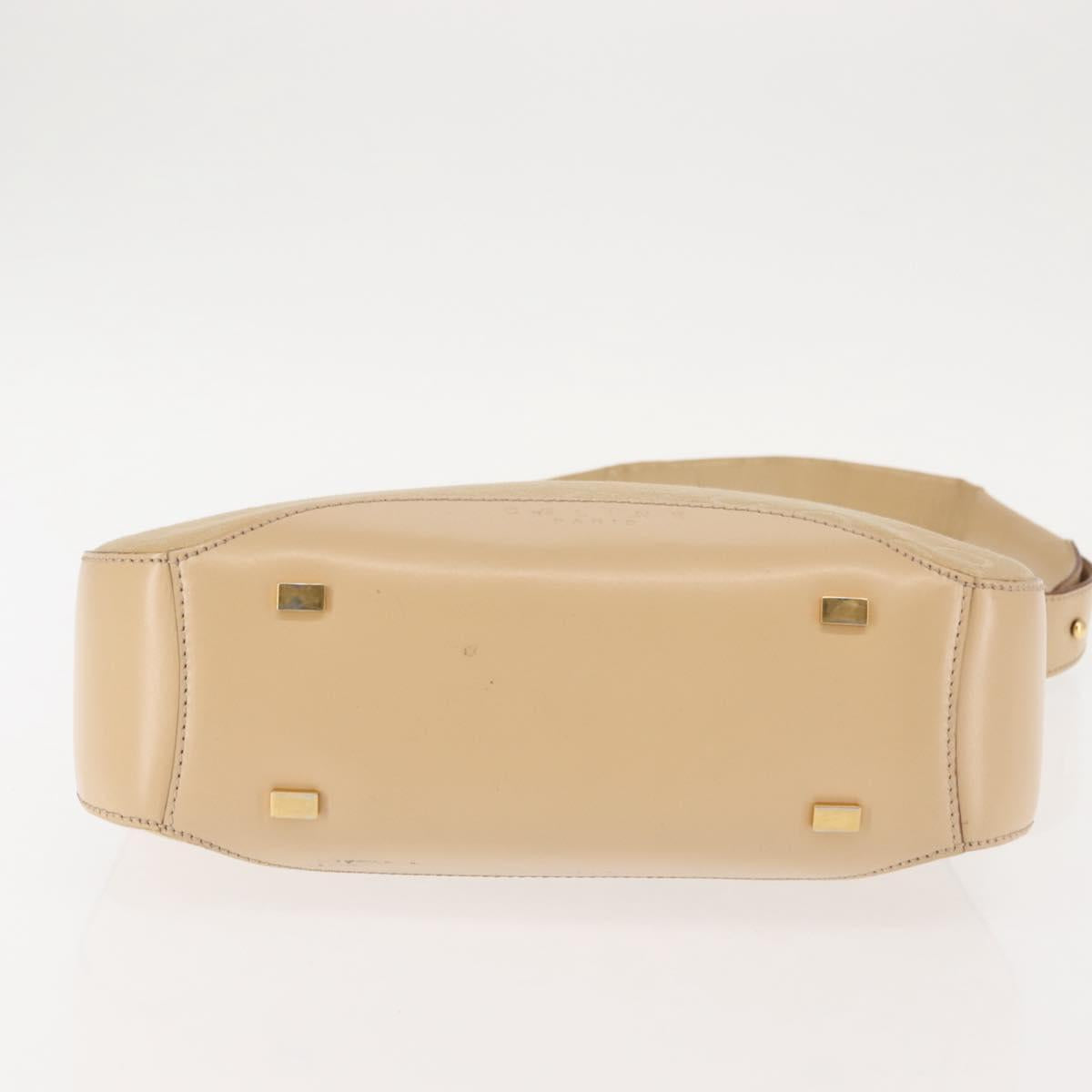 CELINE C Macadam Canvas Shoulder Bag Beige Gold