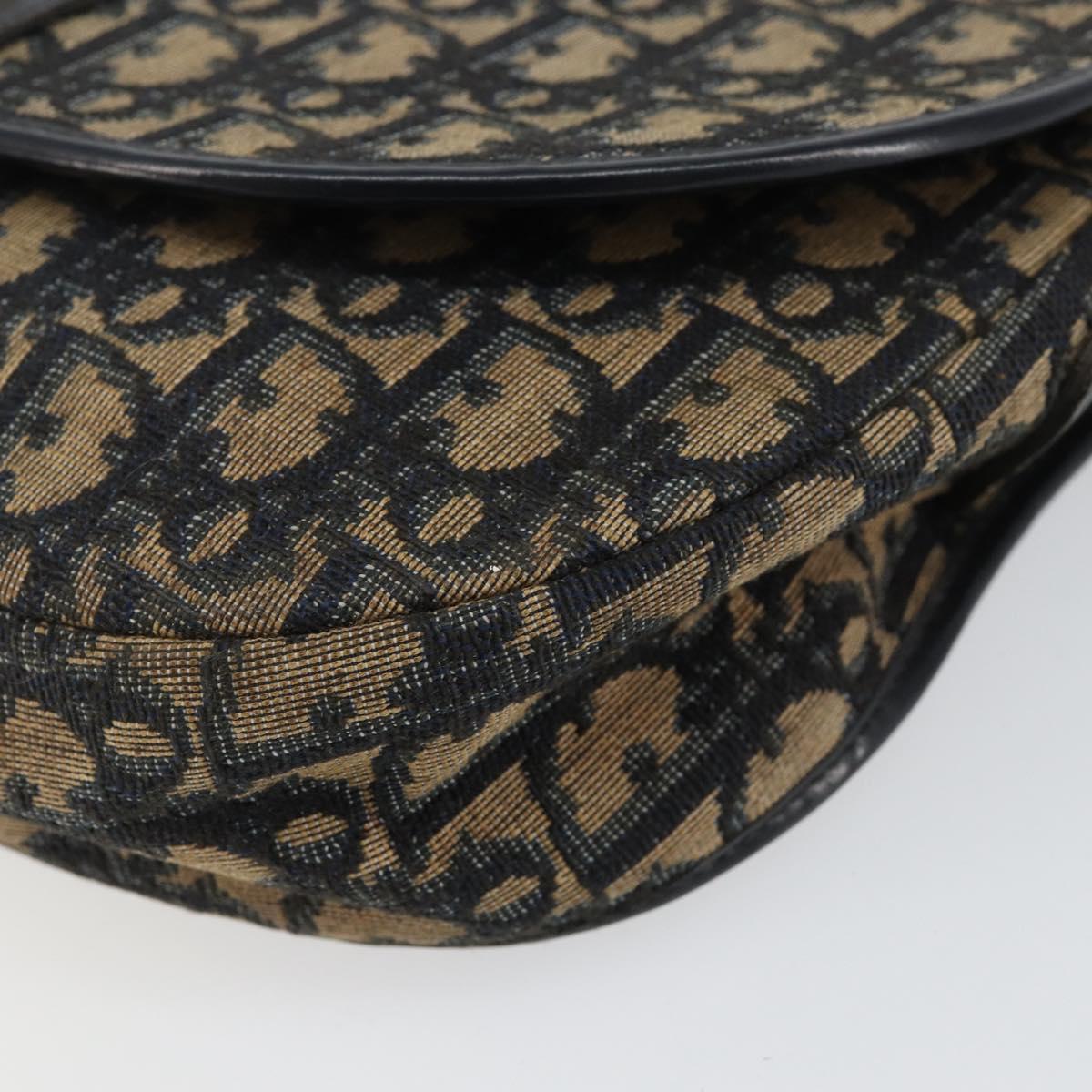 Christian Dior Trotter Canvas Shoulder Bag Navy Gold