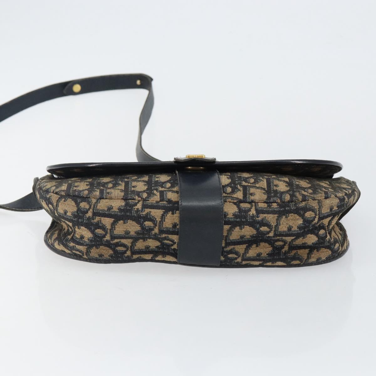 Christian Dior Trotter Canvas Shoulder Bag Navy Gold