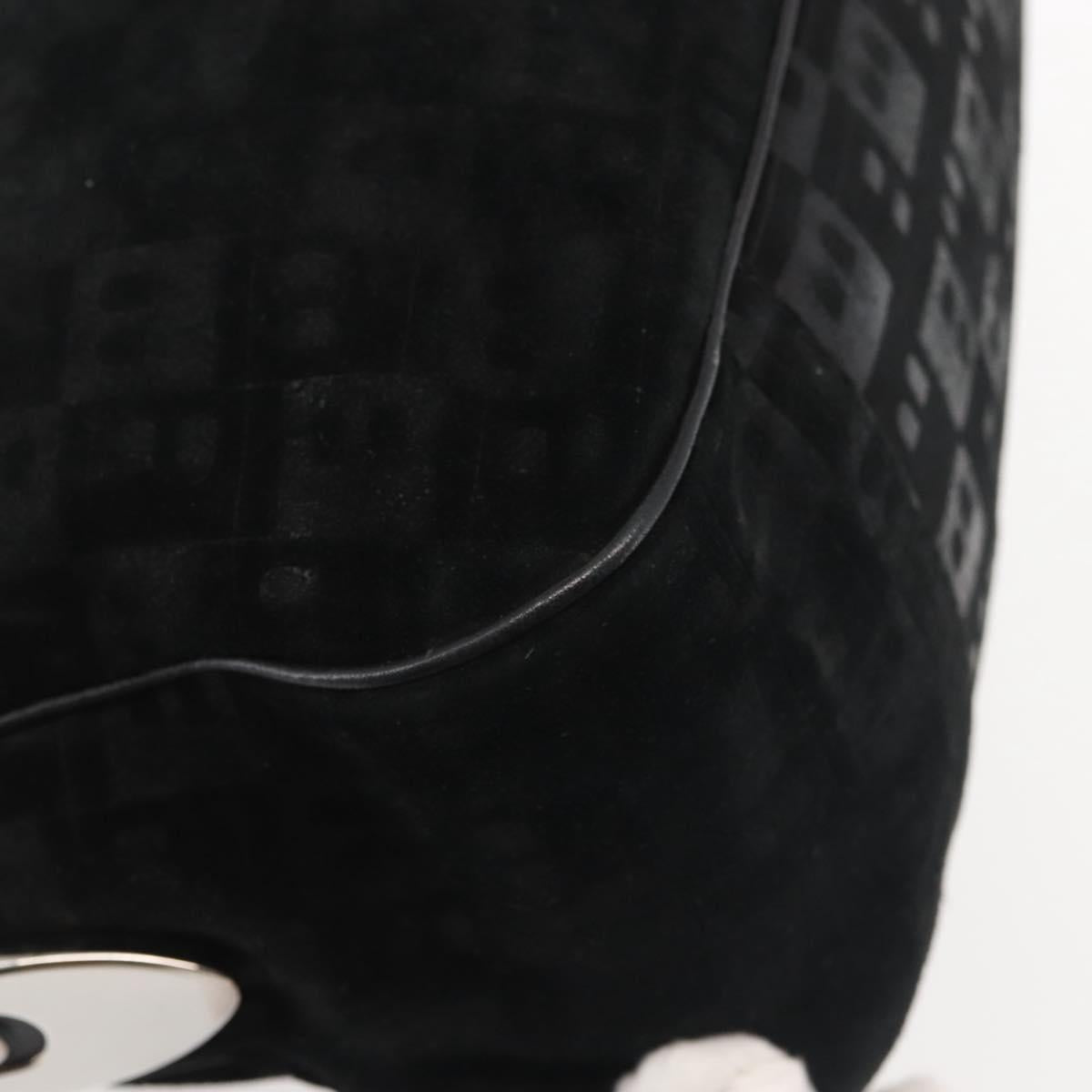 BALLY Shoulder Bag Suede Leather Black Silver