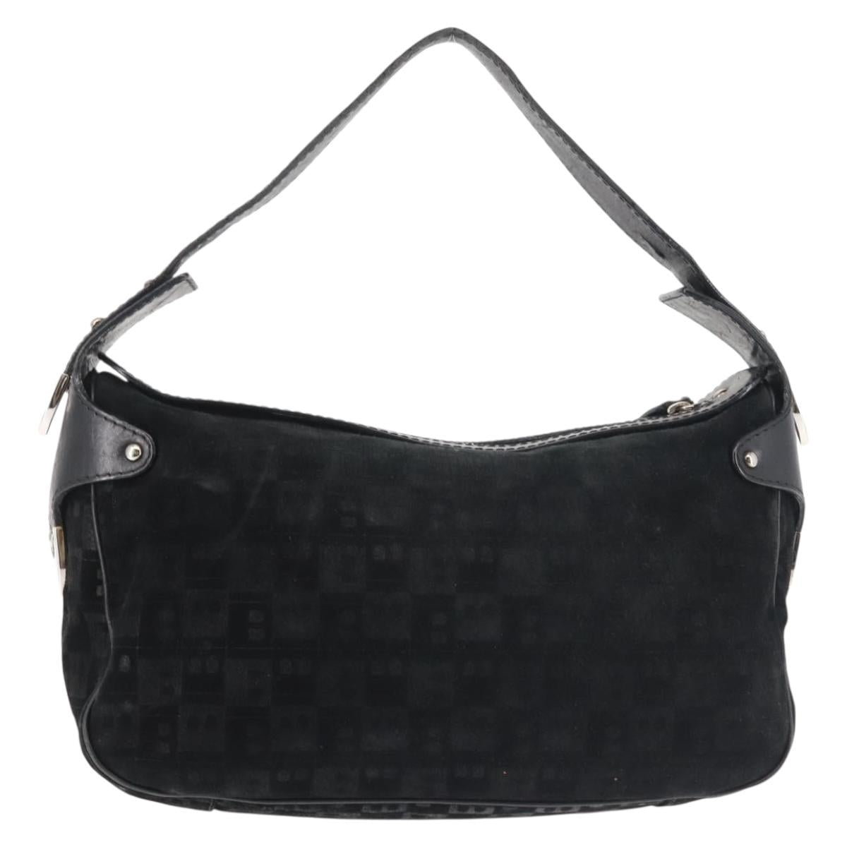 BALLY Shoulder Bag Suede Leather Black Silver