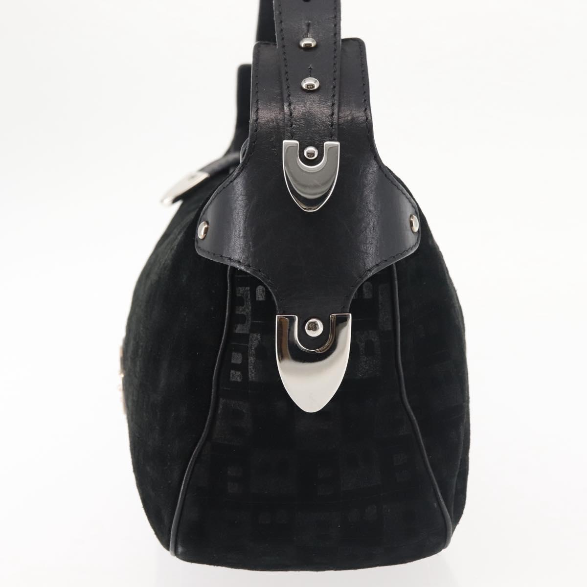 BALLY Shoulder Bag Suede Leather Black Silver