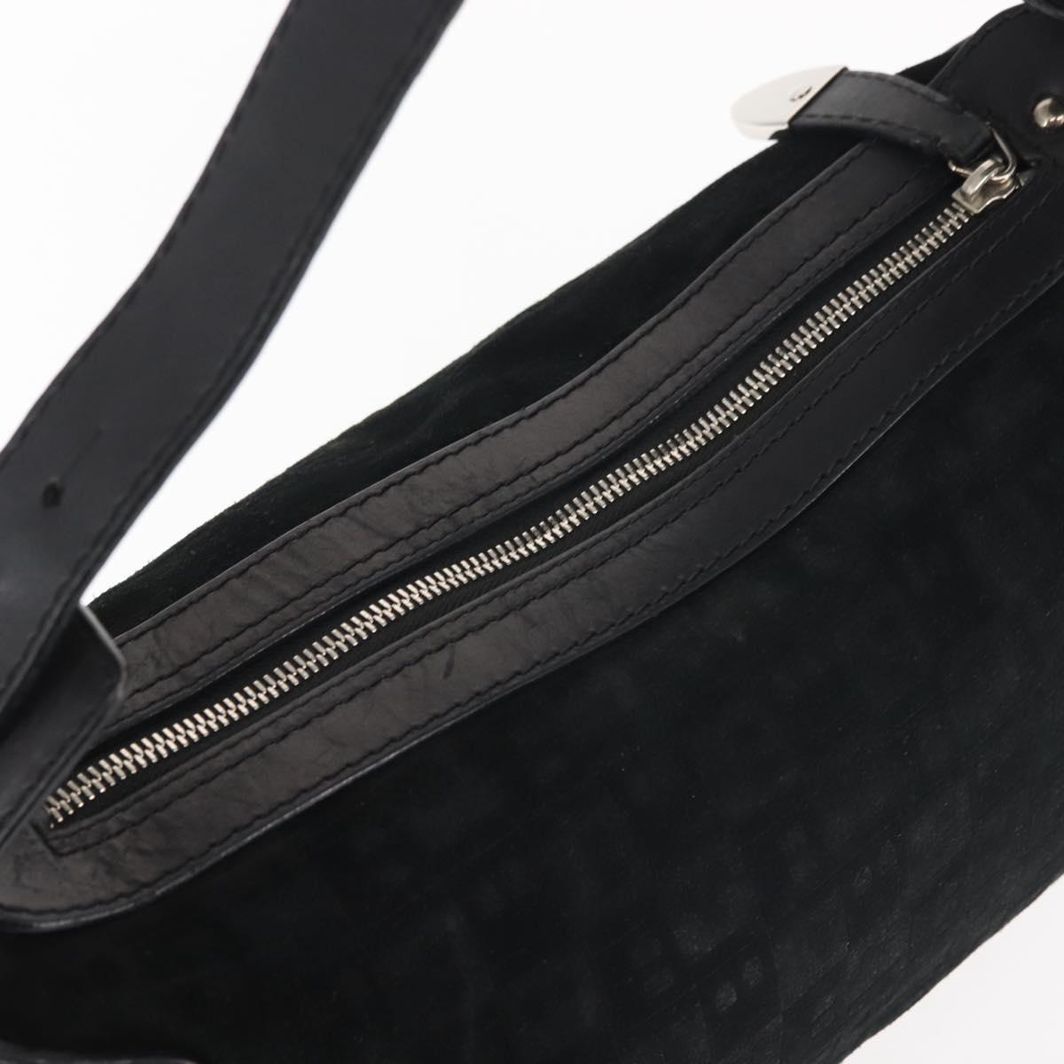 BALLY Shoulder Bag Suede Leather Black Silver